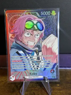 One Piece CCG Koby OP11-001 Alternative Art Leader a Fist of Divine Speed - Image 1