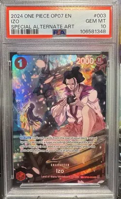 2024 One Piece OP07 English IZO #003 Special Alt Art PSA 10 - Image 1