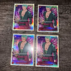 X4 One Piece TCG - Romance Dawn (Eng) RORONOA ZORO OP01-025 Super Rare, Full Art - Image 1
