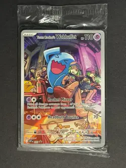 Team Rocket's Wobbuffet 203 Destined Rivals ETB Promo Card SEALED - Image 1
