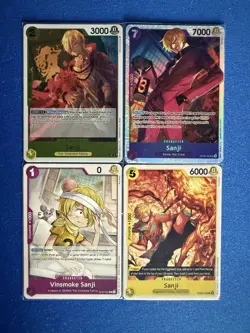 Sanji One Piece TCG 4-card lot OP09 Super Rare + OP03 Rare + more - ships PWE - Image 1