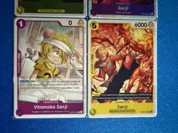 Sanji One Piece TCG 4-card lot OP09 Super Rare + OP03 Rare + more - ships PWE - Image 4