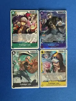 Trafalgar Law One Piece TCG 4-card lot ST10 Super Rare+OP09/OP10 Uncommon - PWE - Image 1