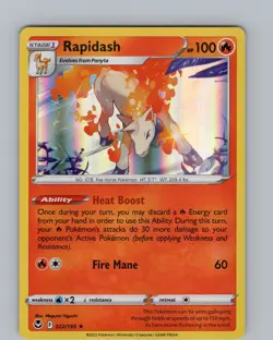 Pokemon TCG Rapidash SWSH Silver Tempest 022/195 Holo Rare Card NM - Image 1