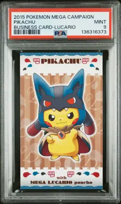 2015 POKEMON JPN STRONG CUTE PIKACHU MEGA CAMPAIGN BUSINESS CARDS PIKACHU PSA 9 - Image 1