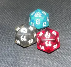 MTG Set of 3 D20 Dice Black Lotus, Graveborn, Fire and Lightning - Image 1