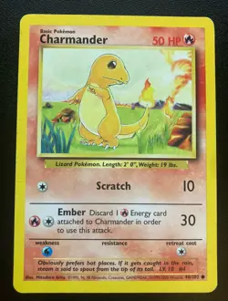 Charmander #46/102 Base Set 2000 WOTC Regular Non-Holo Common Pokemon Card MP - Image 1