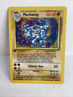 Pokemon TCG Machamp Holo Rare 1st Edition Base Set 8/102 LP - Image 1