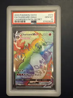 Charizard VMax 074/073 Pokemon PSA 10 GEM MT Champion's Path Rainbow Secret Rare - Image 1