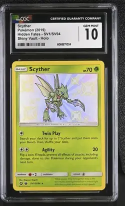 POKEMON CGC 10 GEM MINT SHINY SCYTHER HOLO SV1/SV94 HIDDEN FATES - Image 1