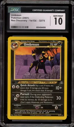Pokemon Umbreon Neo Discovery 1st Edition Rare #32 CGC 10 Gem Mint - Image 1