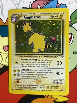 Pokemon TCG Ampharos With Swirl 1/64 Neo Revelation MP/LP - Image 2