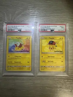 2017 Pokemon Sm Black Star Promo #SM111 Ash'S Pikachu PSA 9 + SM108 Ash's Pika - Image 1