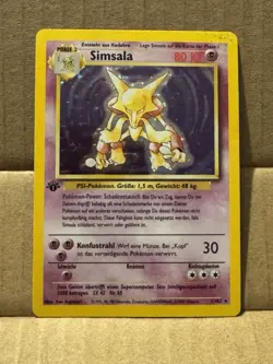 Alakazam Holo 1/102 German Base Set Vintage Pokemon TCG MP 1st Edition Simsala - Image 1