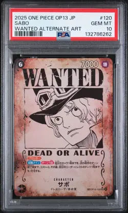 2025 ONE PIECE JPN OP13-CARRYING ON HIS WILL WANTED ALTERNATE ART SABO PSA 10 - Image 1