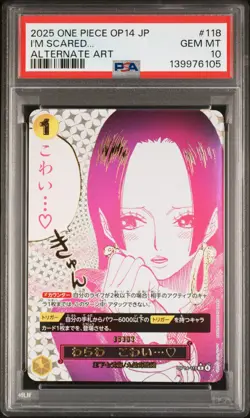 2025 ONE PIECE JPN OP14-THE AZURE SEA'S SEVEN ALTERNATE ART I'M SCARED... PSA 10 - Image 1