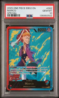 2025 ONE PIECE EXTRA BOOSTER ANIME 25TH COLLECTION SPECIAL #002 MARCO PSA 10 - Image 1