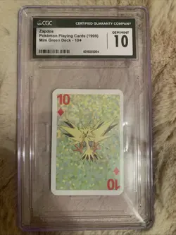 Zapdos Pokemon Playing Cards (1999) Mini Green Deck 10 of Diamonds CGC 10 - Image 1