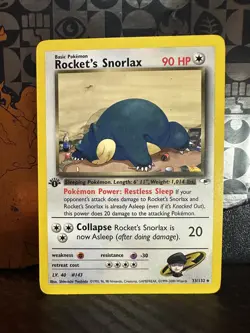 Rocket's Snorlax 33/132 - Gym Heroes 1st Edition - Pokemon Card MP+ - Image 1