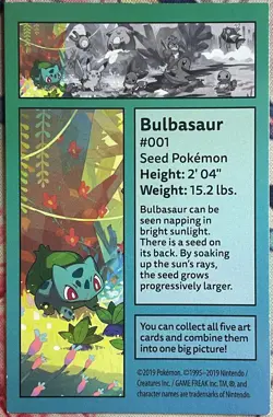 Bulbasaur Mini Tin Card - Kanto Friends Pokemon 2019 - Image 2