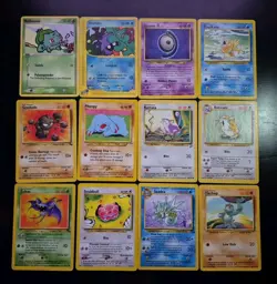 Lot of 12 Vintage WOTC English Pokemon TCG Cards - C/UC MP/HP/DMG - Image 1