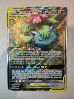 Venusaur and Snivy GX SM 229 Full Art Tag Team Promo Card NM - MP-HP - Image 1