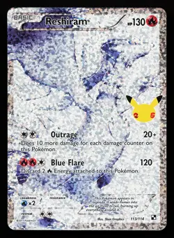 Reshiram 113/114 Holo Celebrations Classic Collection Pokemon Card - Image 1