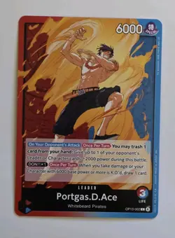 Portgas.D.Ace (002) OP13-002 Carrying On His Will Regular One Piece TCG CCG Card - Image 1