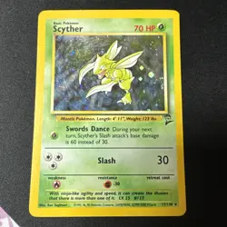 Vintage 2000 Scyther 17/130 Base Set 2 Holo Rare MP English Pokemon Card - Image 1