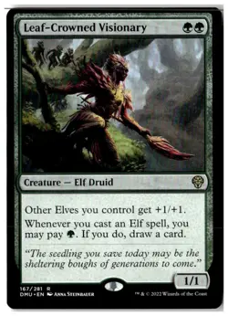 MTG Leaf-Crowned Visionary - Dominaria United Off-Centered LP English - Image 1