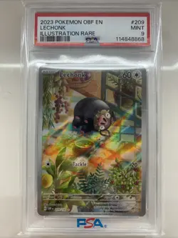 2023 Pokemon Lechonk Rare Card OBF en #209/197 PSA 9 - Image 1