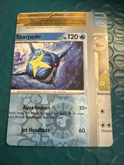 Pokemon - Obsidian Flames - Sharpedo - 047/197 - Reverse Holo NFC error Miscut - Image 1