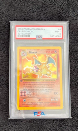 1999 Pokemon German #4 Charizard Glurak Dragon 1st Edition Holo PSA 9 SUPER NICE - Image 1
