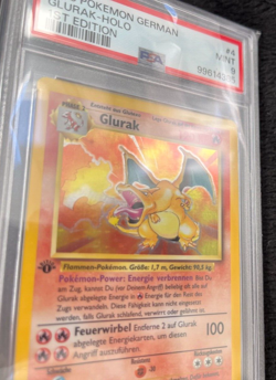 1999 Pokemon German #4 Charizard Glurak Dragon 1st Edition Holo PSA 9 SUPER NICE - Image 3