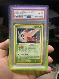 Pokemon 2006 Gold Star #100 CELEBI-HOLO EX Crystal Guardians PSA 6 - Image 1