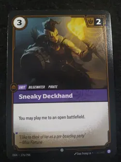 SNEAKY DECKHAND 176/298 RIFTBOUND LEAGUE OF LEGENDS RARE FOIL ENGLISH CARD - Image 1