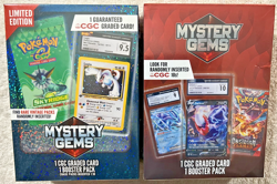 POKEMON MYSTERY GEMS LOT OF 2 BOXES CGC GRADED CARD + BOOSTER PACK **NEW** - Image 2