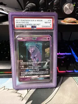 Pokemon TCG Shining Legends Mewtwo GX Secret Rare Card 78/73 PSA 8 W/ GUARD - Image 3