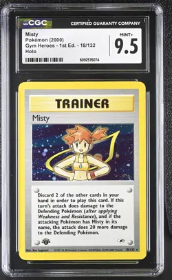 CGC 9.5 MINT+ Misty Gym Heroes 1st Edition 18/132 Holo Pokemon Card - Image 1