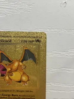 Pokemon Charizard Gold Foil Fan Art Textured Card 1999 04/102 HP120 W/HOLDER - Image 4