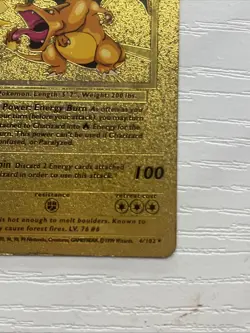 Pokemon Charizard Gold Foil Fan Art Textured Card 1999 04/102 HP120 W/HOLDER - Image 5