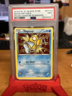 2016 POKEMON XY BLACK STAR PROMO SHINY MEGA GYARADOS #XY143 MAGIKARP-HOLO PSA 9 - Image 1