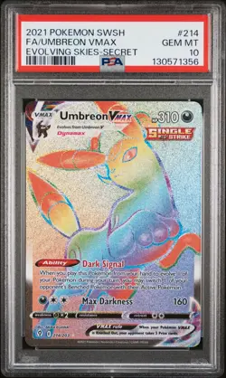2021 POKEMON SWORD & SHIELD EVOLVING SKIES SECRET FULL ART/UMBREON VMAX PSA 10 - Image 1