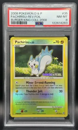 Pokemon TCG PSA 8 Pachirisu Burger King Promo Reverse Holo 2008 35/130 *LOW POP* - Image 1