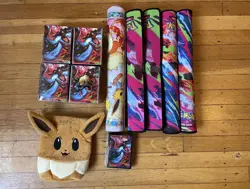 Pokemon Prismatic Evolutions Accessory Lot EEVEE POUCH/EEVEE DECK BOX/PLAYMAT 🔥 - Image 1