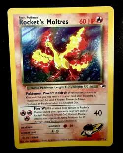 Pokemon TCG Rocket’s Moltres Holo Rare Card 12/132 Gym Heroes LP Condition - Image 1