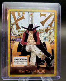Dracule Mihawk OP14 Gold Don!! Azure Sea's Seven One Piece Card English NM - Image 1