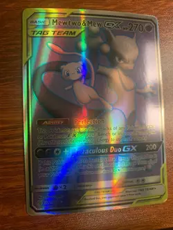 Mewtwo & Mew GX 222/236 Pokemon Unified Minds Full Art Card Ultra Rare Holo NM - Image 2