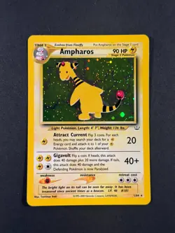 Pokemon TCG Ampharos Neo Revelation Holo Card 1/64 Unlimited Rare LP - Image 1