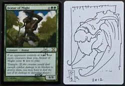 SKETCHED MtG Magic _ RKPost Tenth Ed Artist Proof _ AVATAR OF MIGHT _ 1/50! - Image 1